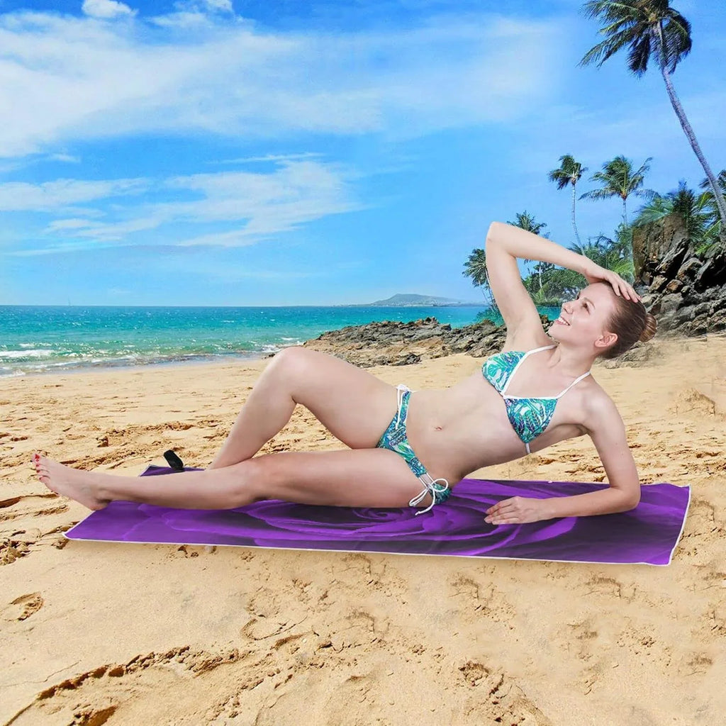 Super Towel Camping Rose Beach Oversized Lightweight Quick Absorbent for Dry - Compact Travel Swimming Towel Purple - Holiday（278） Bestwell Towels