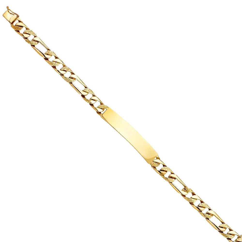 Bracelets Yellow Chain 14KY Men’s | for for 14k ID Elegant Jewelry Men - 8" Women Weight Link Bracelet Nugget Gold Figaro and | Gift Gold | 16.4