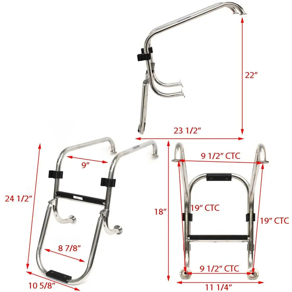 VS 207277 Folding Stainless Boarding Ranger Boat 2-Step Ladder | 618