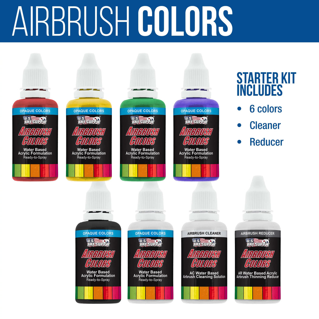 Dual Artist Color Kit Compressor Air with Feed Gravity Airbrush Storage Paint Tank Fan Acrylic Master Airbrush, 6 Set