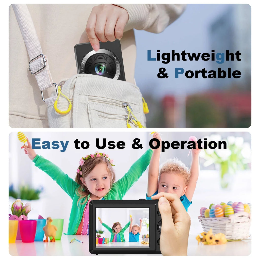 and Portable Camera 4K and 44MP Compact Card Zoom, 32GB Batteries SEREE Digital with SD Digital Shoot Camera Cameras with Autofocus 2 2.4'' Point Digital 16X