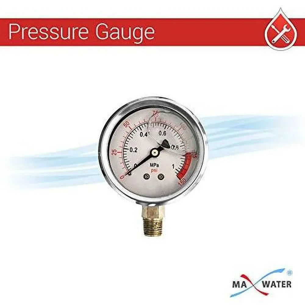NPT 1" Filter House Brass Whole Housing Gauges, 2 Brackets Clear Pressure Release, 2 W/Pressure System Pack 2 BB Wrench 10" Ports