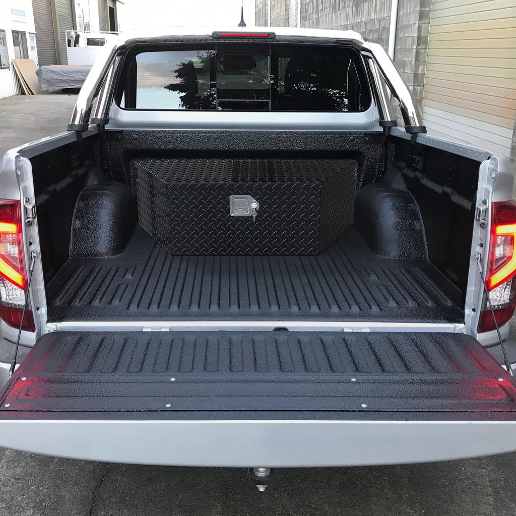 Truck Lock Plate Storage Trailer for Tongue Toolbox Black Aluminum & Trailer, Tool RV, Box Diamond Keys, Inch with 39 Pickup ATV, Organizer TUFFIOM Bed, Truck