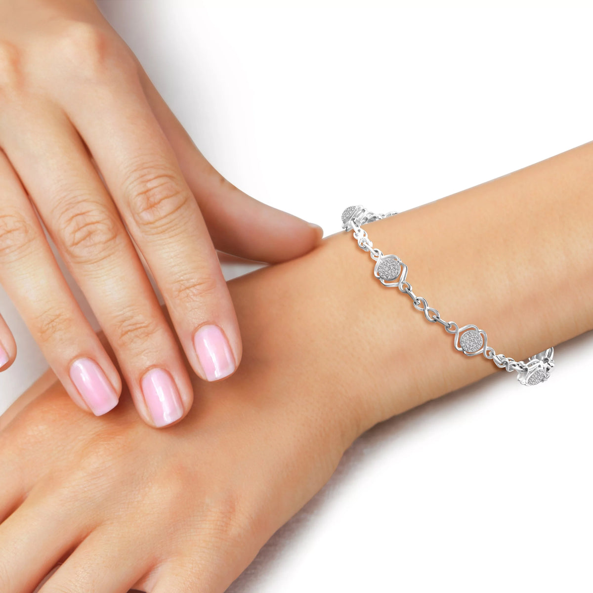 White Sterling Diamond Bracelet Accent Round-cut Silver