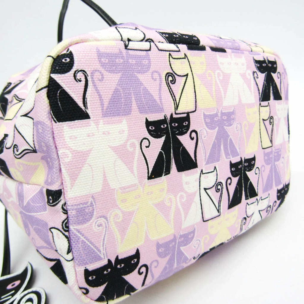 Women's Drawstring Miu Pouch Black,Light CANAPA Miu Bag (Good) 5RM014 Pre-Owned CATS Purple,Multi-color Leather,Cotton