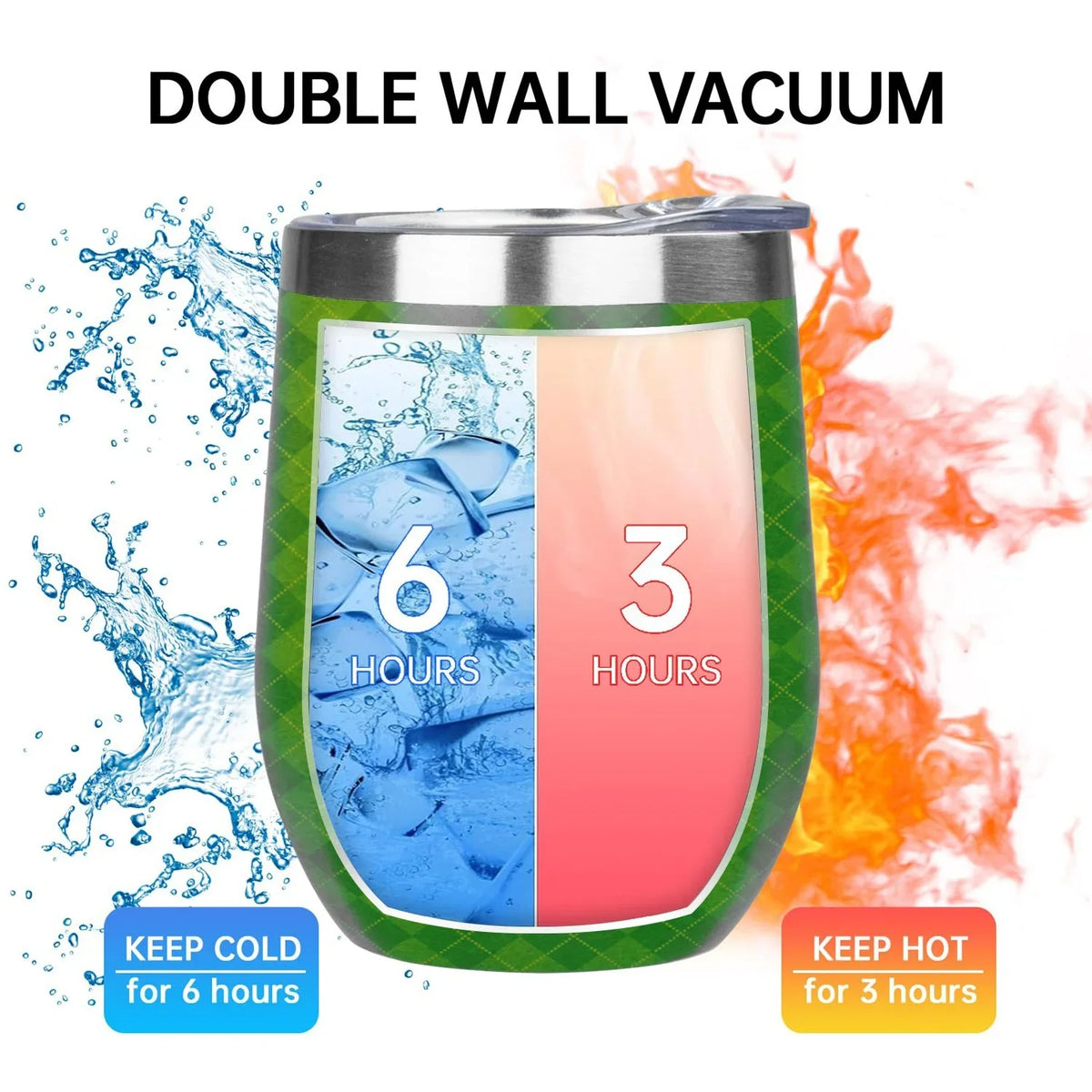 Eggshell Insulation Green Shape Hidove Big Cup Argyle Background Double 12oz U Insulated Textured Belly Steel Cups, Cups 304 Tumbler Vacuum Wine with Lid, Cup Layer Cup Stainless
