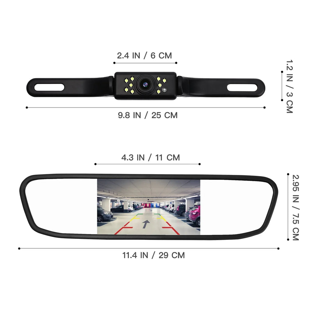 System Camera Camera Camera Driving Cam Car Vision Vehicles Parking Mirror 4.3" View Rear Cheefull Reverse Backup Night