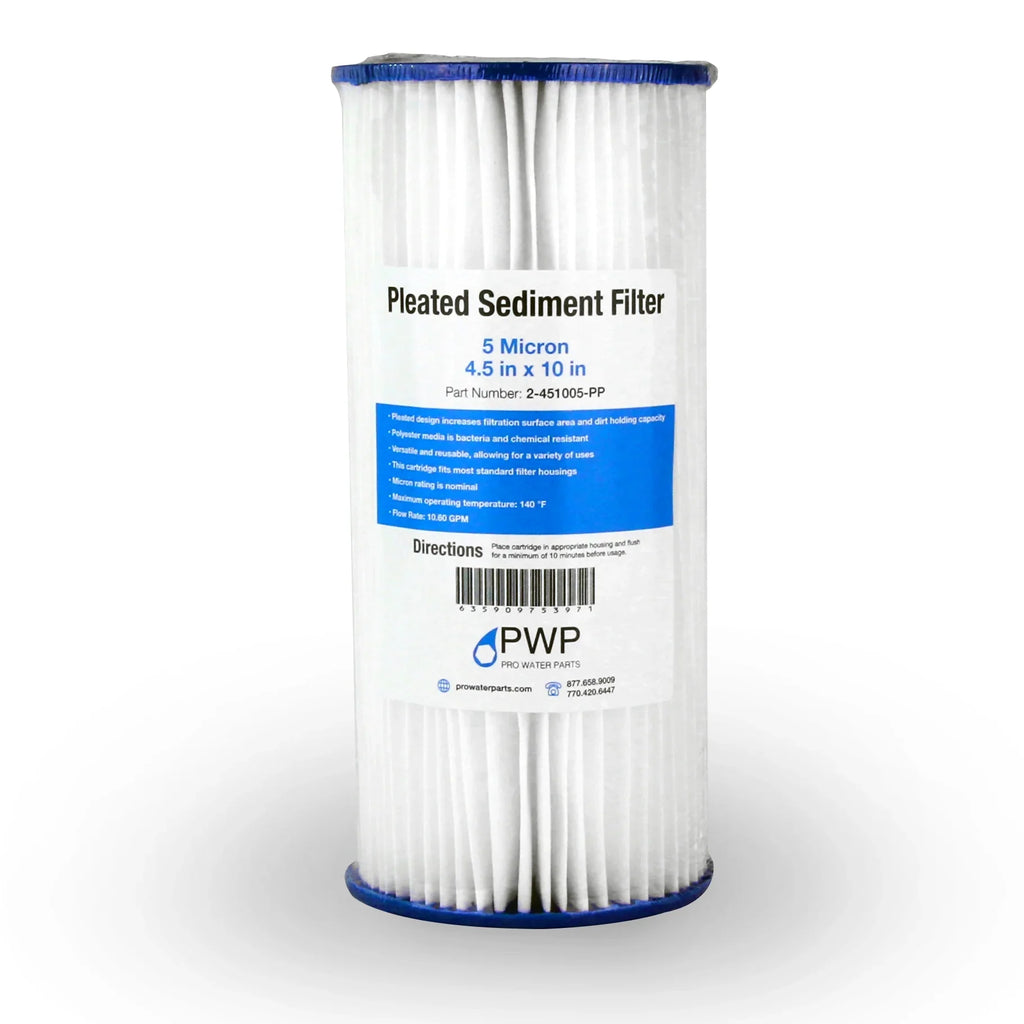 Cartridge Poly Micron 20 Water 4.5x10" Pleated 5 Sediment Pack Filter