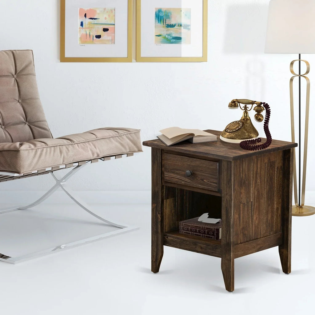 Drawer in Jacobean with 18" East Wood West Gallatin 1 Brown Furniture Nightstand