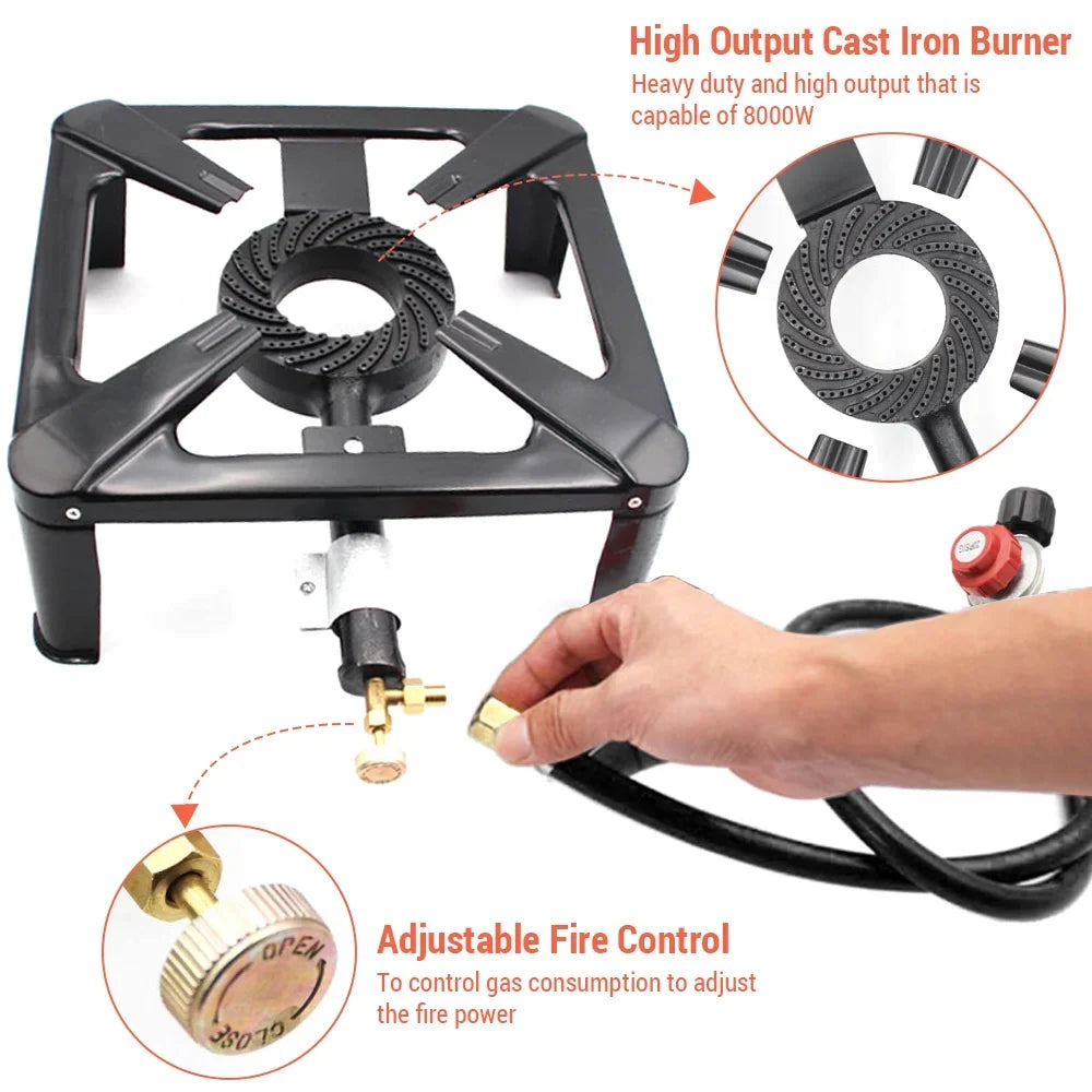 Walmeck Cooking , Stove Outdoors Cast Gas Camping Propane Stove, Stove Portable for Iron