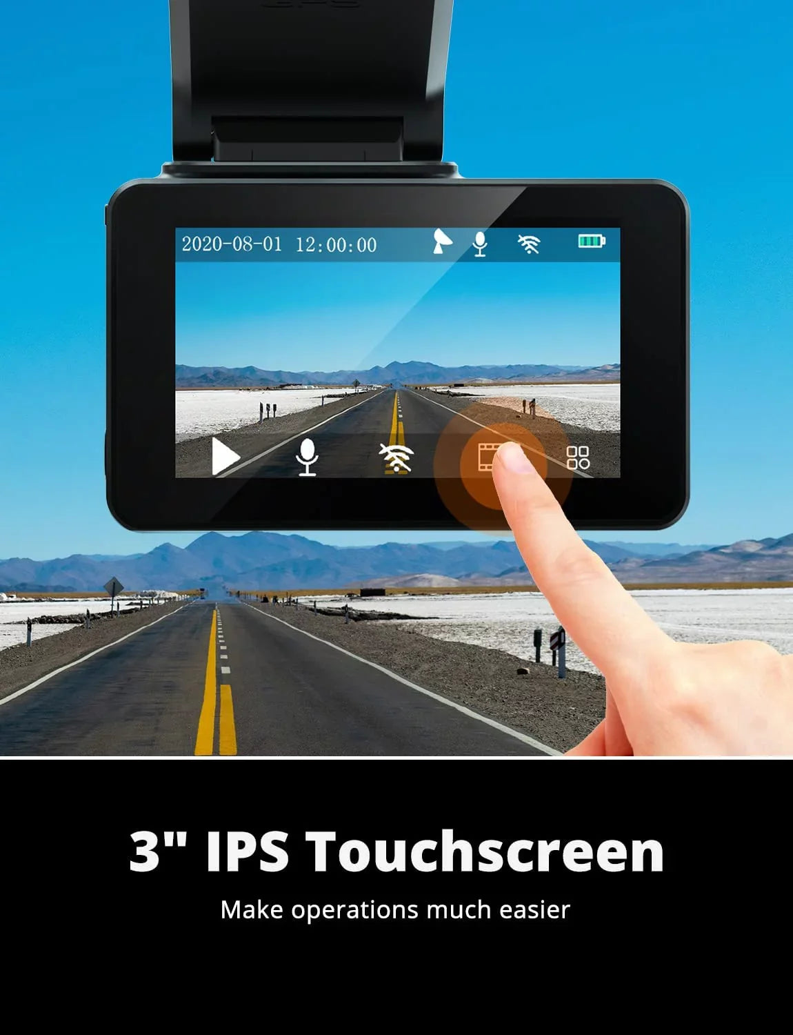 Cars Inch Dash KINGSLIM D4 Cam, 3 Rear 4K for Support IPS with Front 1080P Dual Max and Screen, & 256GB Camera