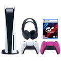 (PS5 Edition and Launch Pink Headset 7 Bundle Sony with Turismo 3D 5 PULSE Gran Disc) Black Playstation Extra Controller, Disc