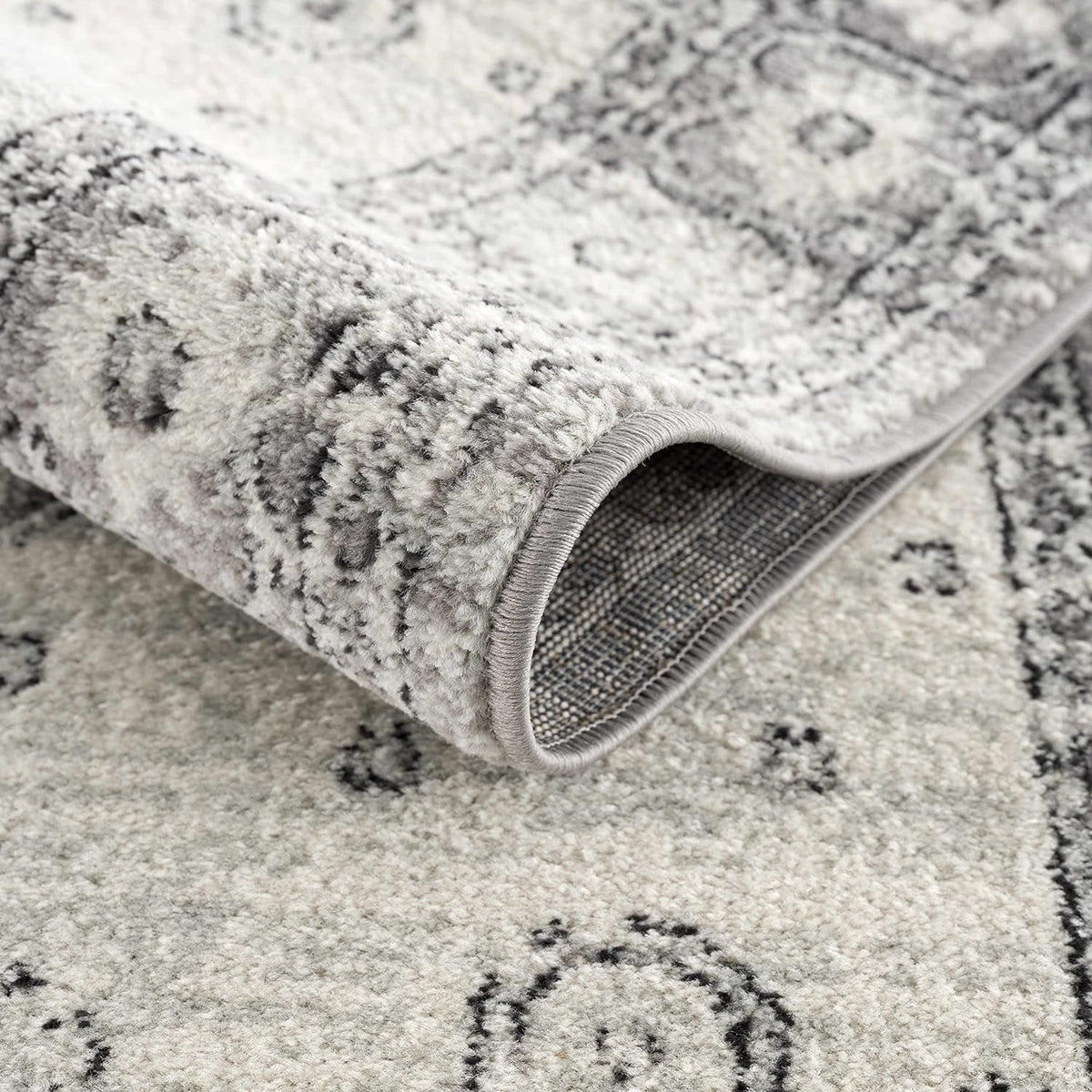 Boho Oriental Rug Living 10' Grey, Indoor X Bedroom, Marash Room, Distressed - 7'10" - Persian Beige - Pattern Traditional - Goksun Collection Vintage Area Medallion