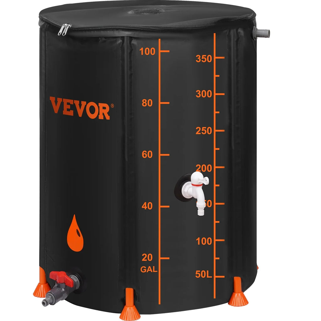 Including 100 Gallon Container Storage Kit, System Rainwater Collection Overflow Rain PVC Portable Barrel, Large and Water Tank Collapsible BENTISM Spigots Capacity,