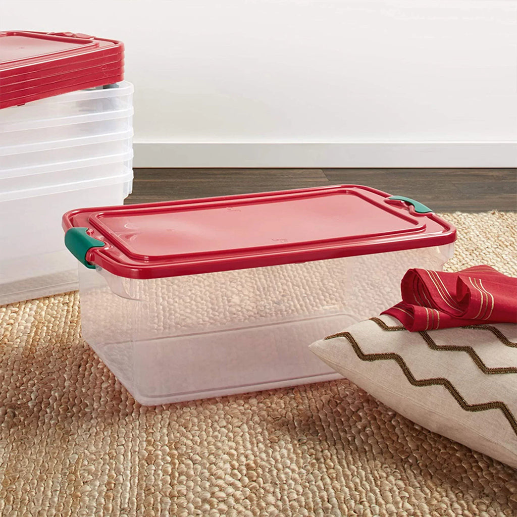 Quart Holiday Plastic Decor Pack with Latching 64 6 Lid, Storage Homz Bin
