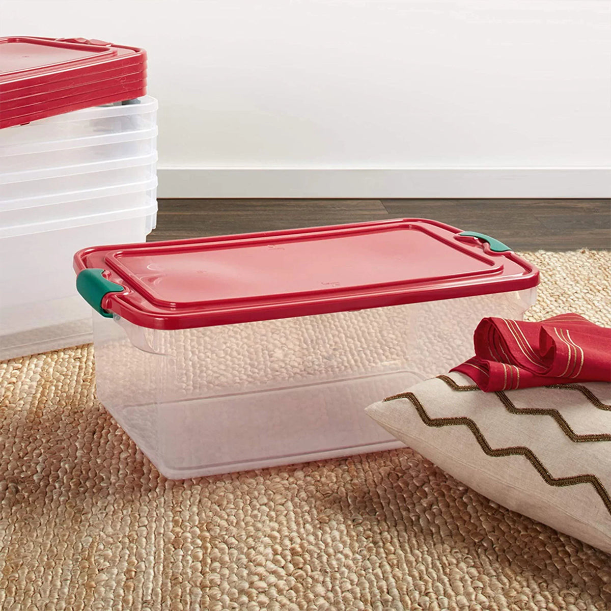 Quart Holiday Plastic Decor Pack with Latching 64 6 Lid, Storage Homz Bin