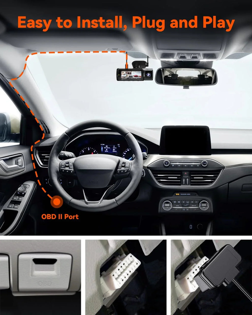 with USB-C Dashcams OBD Hardwiring listing) LCD for (See Cable Screen Vantrue