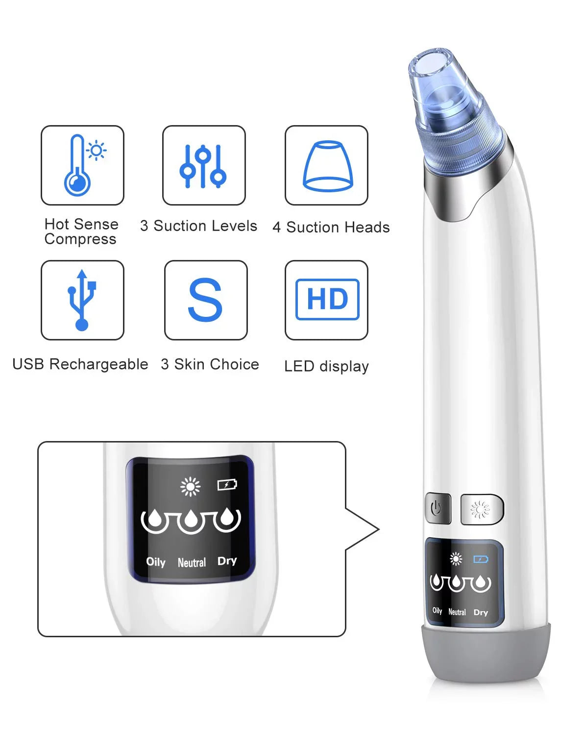 Face Face Rechargeable USB Blackhead Remover Electric Cleaner Vacuum Nose for Suction Blackhead Women Pimple Ansten Pore kit Facial Blackhead Men Sucker Cleaner Vacuum Remover Pore Pore
