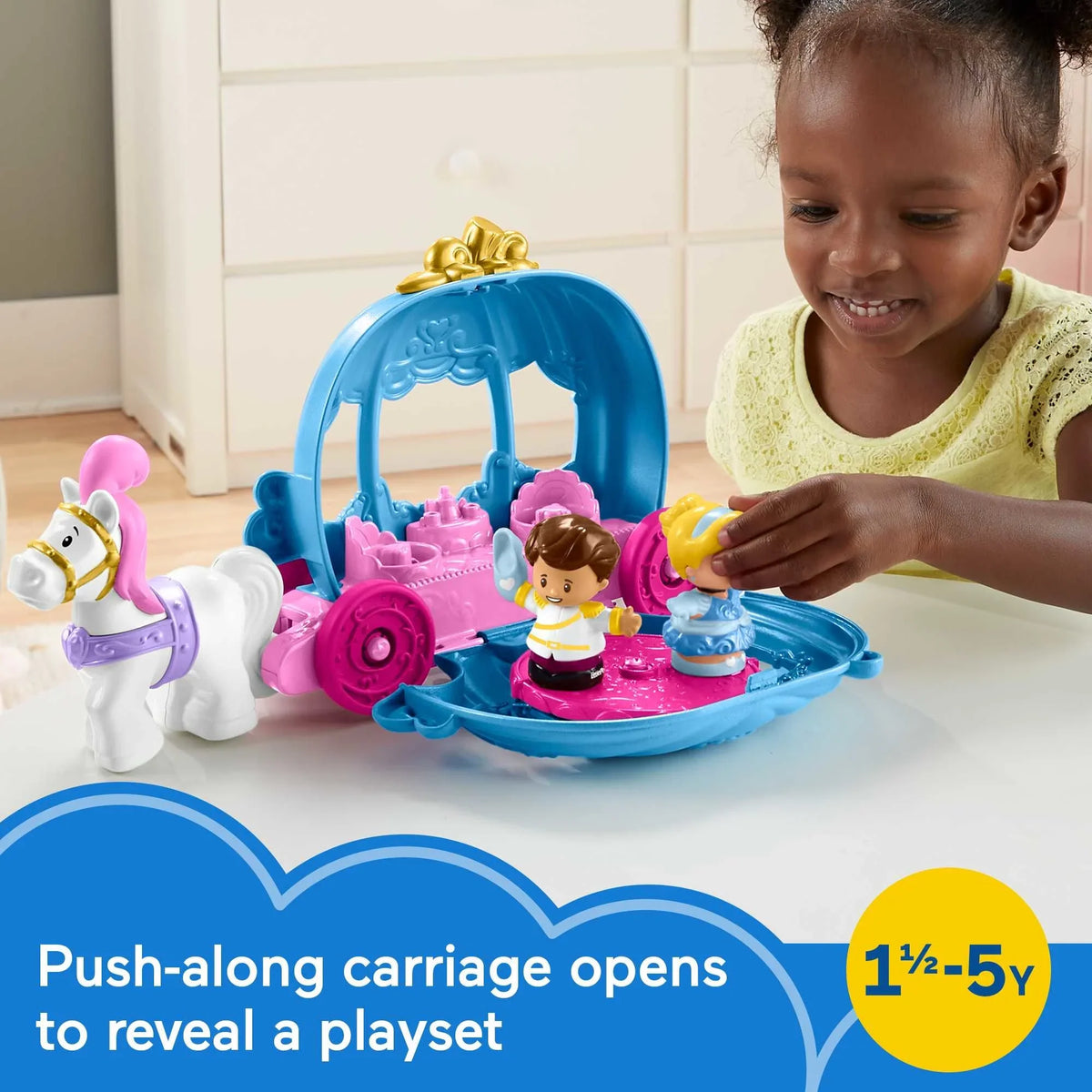 Princess Figures Disney with Cinderella’s Carriage Playset Dancing & Little People Horse Toddler