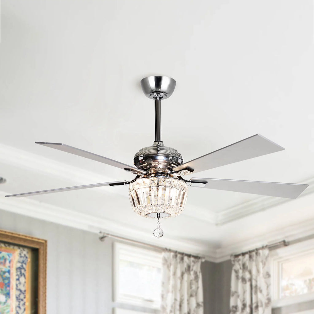 Not with Light Fan Parrot 5 Brushed Fan Included and Ceiling Bulb and Nickel Chandelier 48 Ceiling Remote Crystal Reverse Inches Blades, Uncle Modern 2 with Ceiling Fan