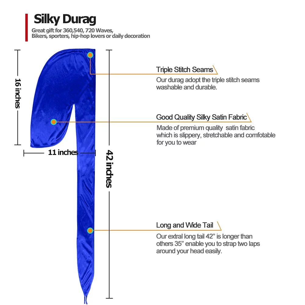 Silky and Waves Durag for Tail Headwraps Wave Cap Silk Men 4 Perfect Pcs Pcs Long with 4 ASKNOTO 360