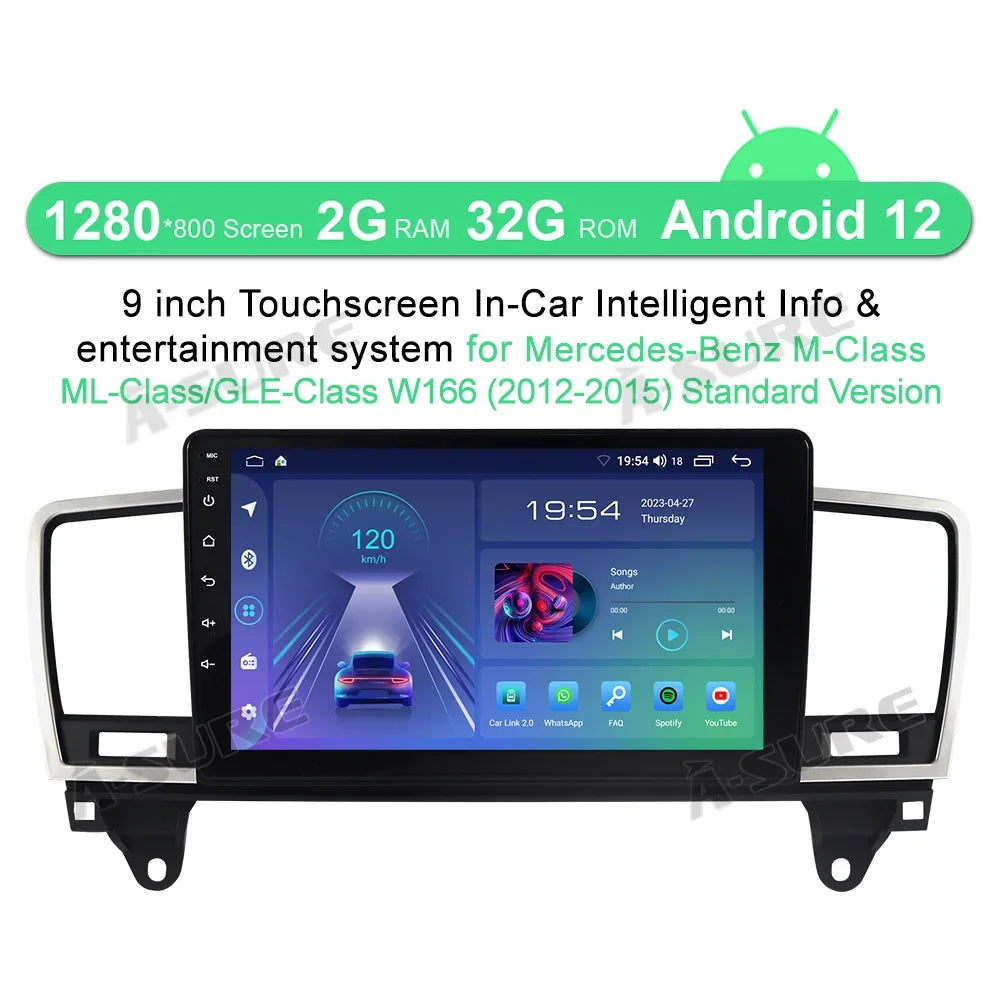 2+32GB Navi Stereo W166 GPS 12 X166 WiFi Radio Mercedes-Benz For Car GLE 2012-2015 Android GL ML