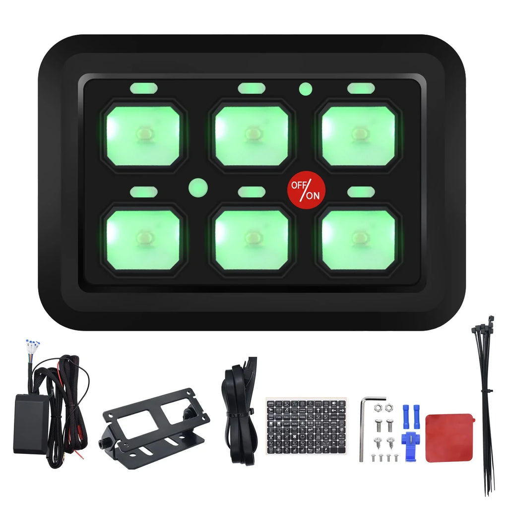 Pod Car Switch Switch Panel 6 Blue Multi-Function Control Toggle Truck Relay Gang Geloo Switch UTV ATV Offroad System Panel Circuit for Box LED Switch
