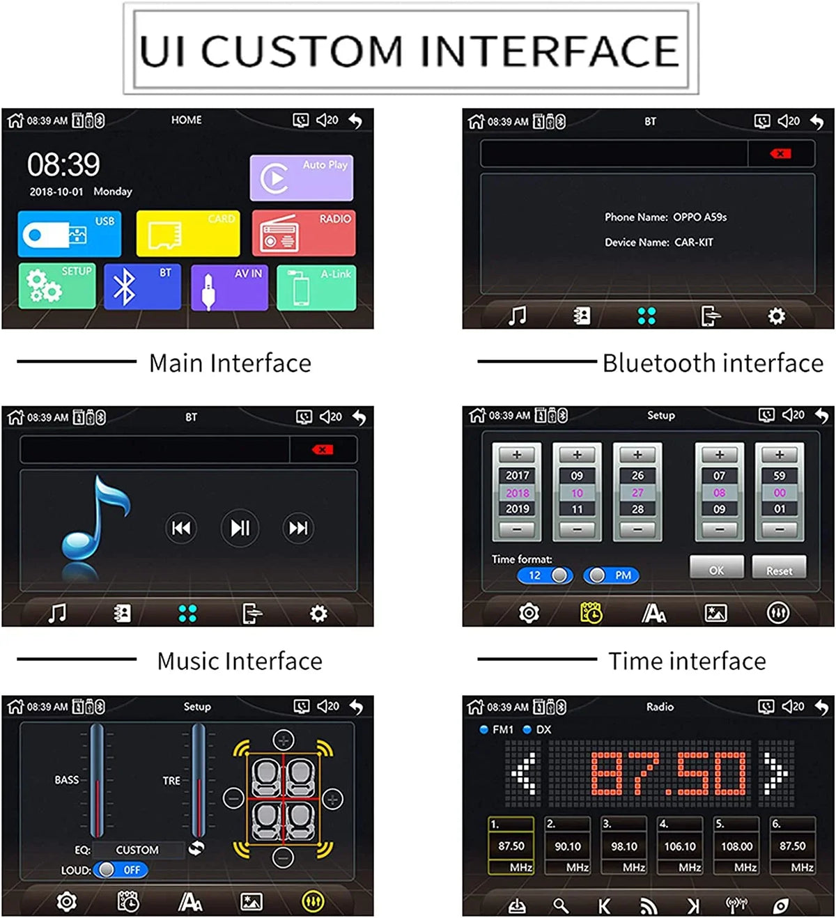 Bluetooth Control/USB/Remote Image Wheel with Carplay Touchscreen Input/Steering Player/FM/AM,Support 7 Compatible Android Stereo Auto Binize Unit/MP5 Radio Car Head inch Reversing Din Double