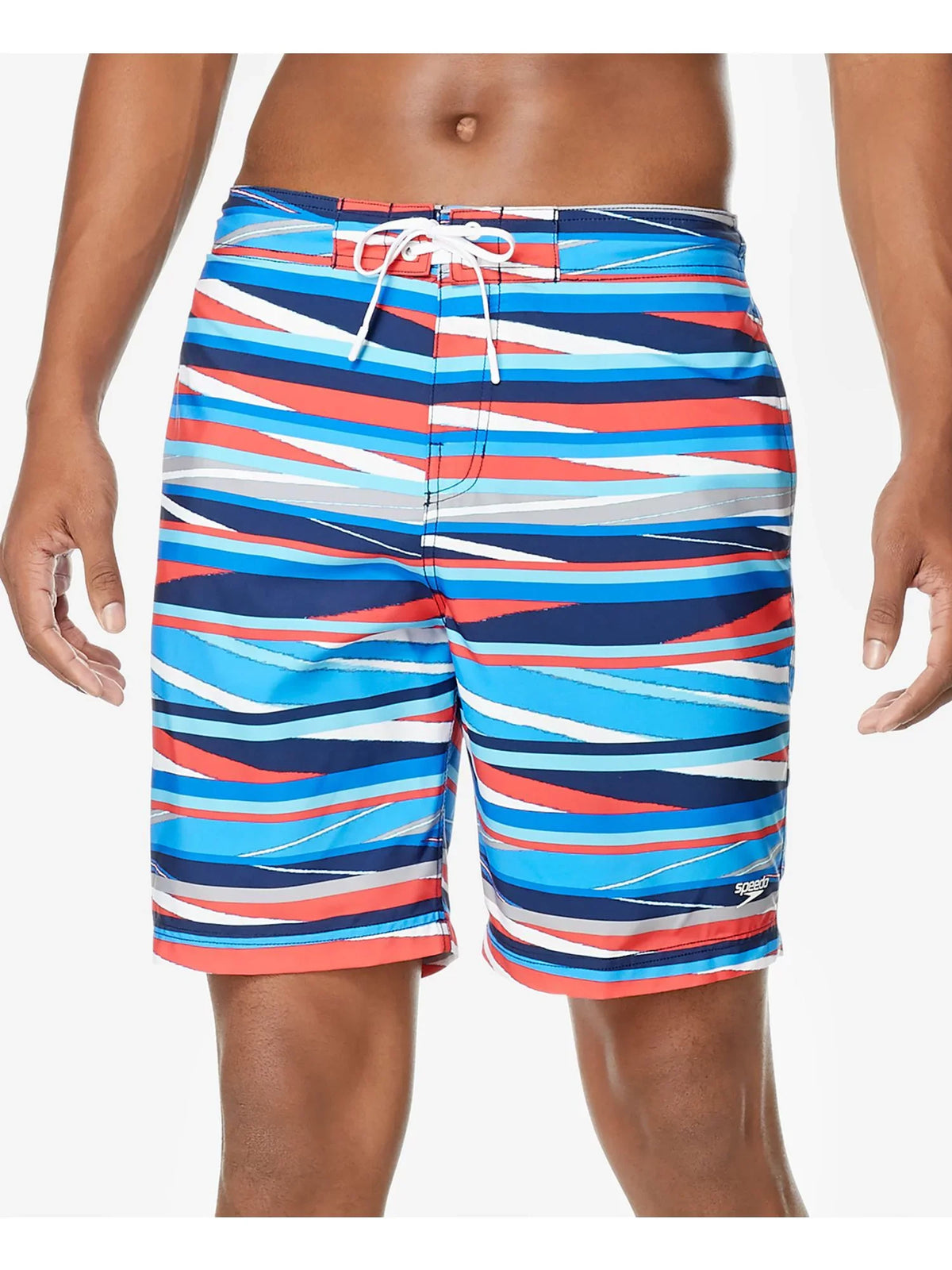 Mens Lane SPEEDO Bondi Performance Stripe Drawstring XXL Stretch Shorts Red Striped