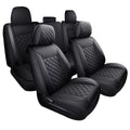Set Toyota (Full Cab Full Seat for Leather 2007-2023 Covers Set, Black) With Crew Tacoma Fit Car Waterproof