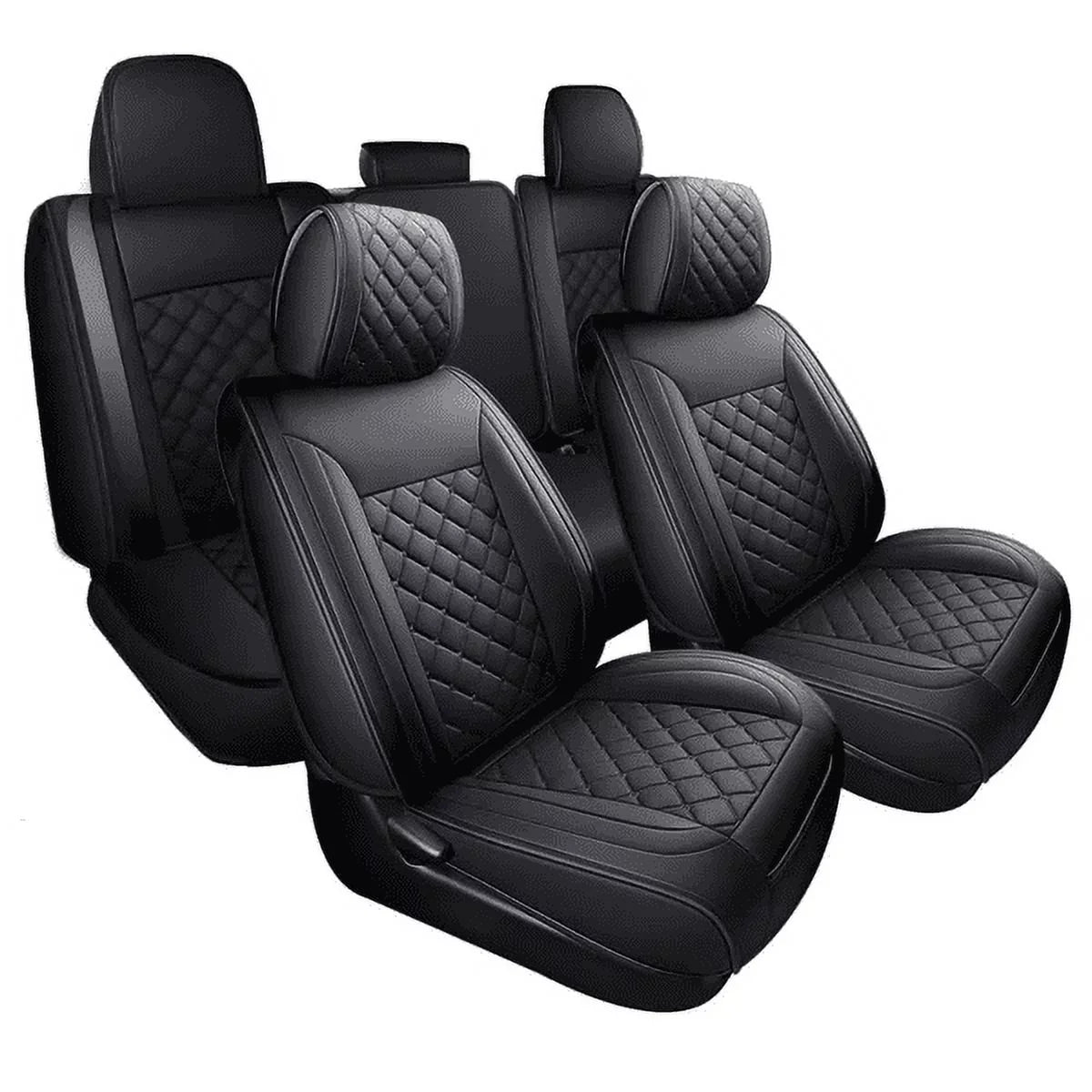 Set Toyota (Full Cab Full Seat for Leather 2007-2023 Covers Set, Black) With Crew Tacoma Fit Car Waterproof