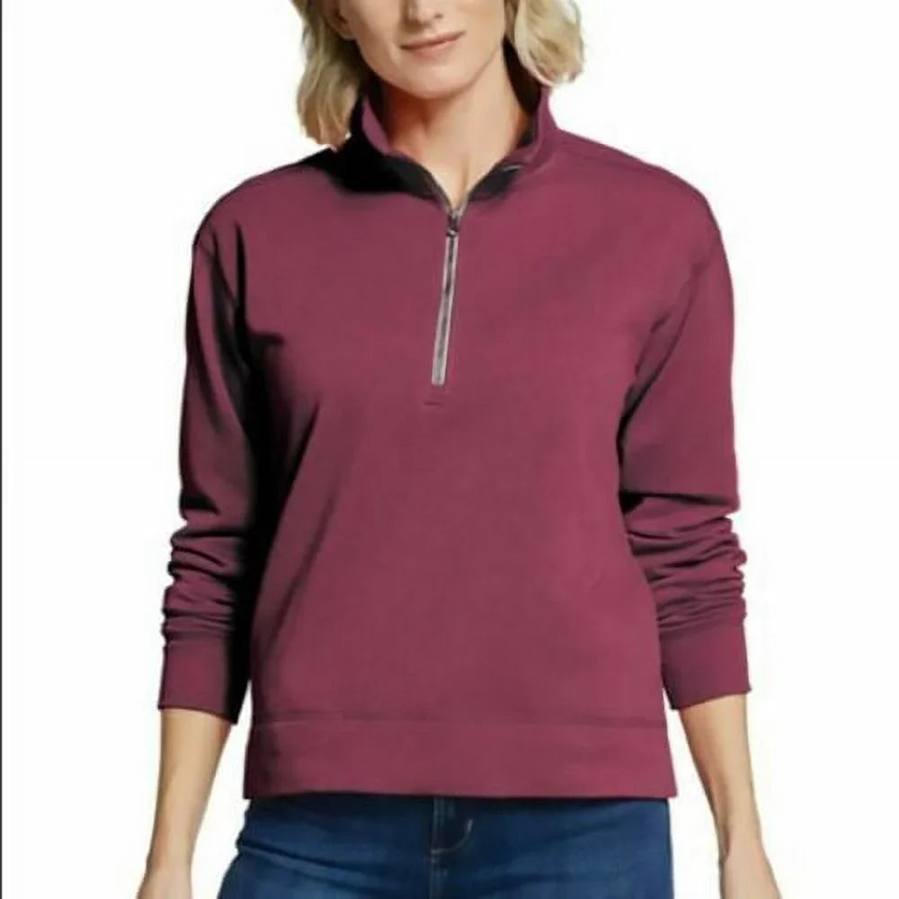 Fleece Eddie Camp 1/4 Women's Bauer NEW Red Pullover, Ruby - Zip Large
