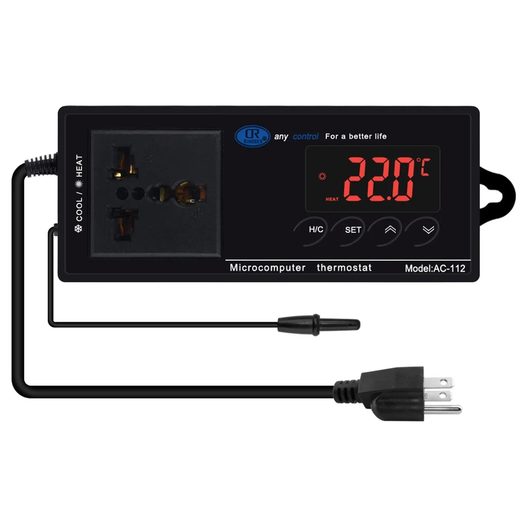 Controller Home Brewing, Green Cooling Outlet, Incubation, House Digital & Freezer, Thermostat for with Anself Heating 40℃~110℃ Temperature Reptiles Chest Mode