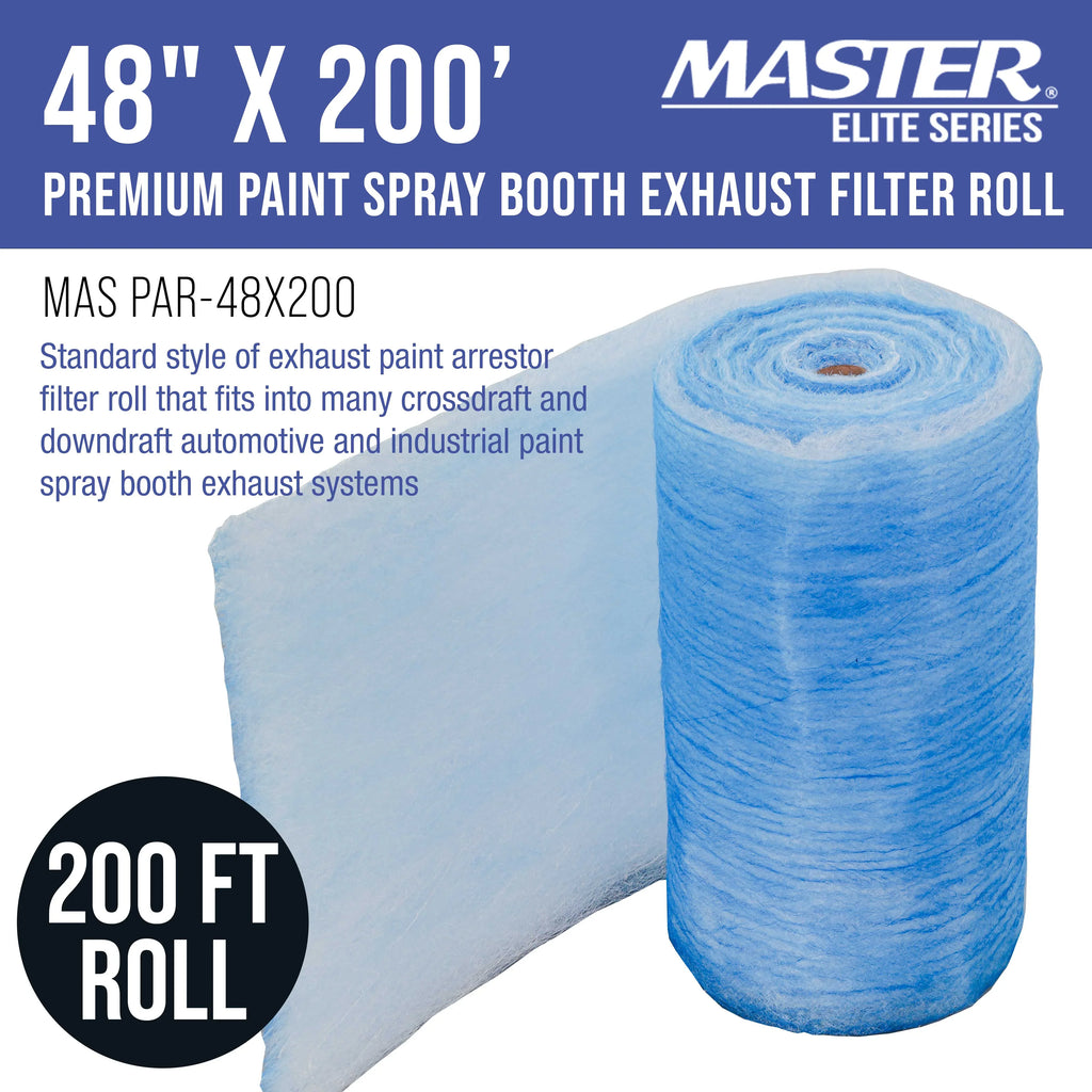 Master - Particles Exhaust Autobody - Auto 48" Refinish Filter x Arrestor 200' in Traps Booths Paint 18 Spray Booth Captures Paint Fiberglass Elite Premium Paint Gram Overspray Roll, Heavy-Duty