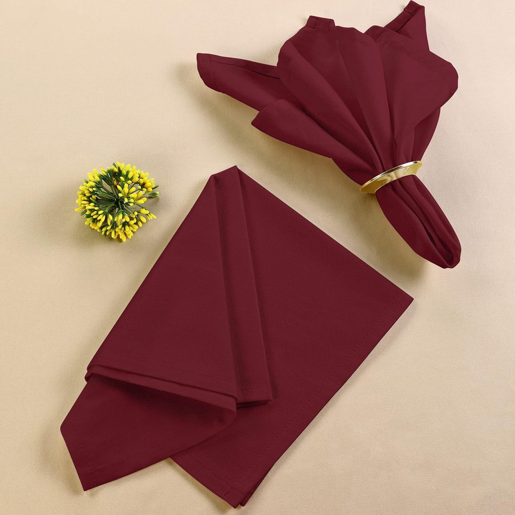 Lunch, Weddings, Washable Restaurant, 18x18 Inch] Cotton Blend Burgundy Hotel, Table [12 Pack, Reusable Inch Napkins Dinner and for Napkins 18x18 Kitchen Cloth Parties Event and Utopia Burgundy