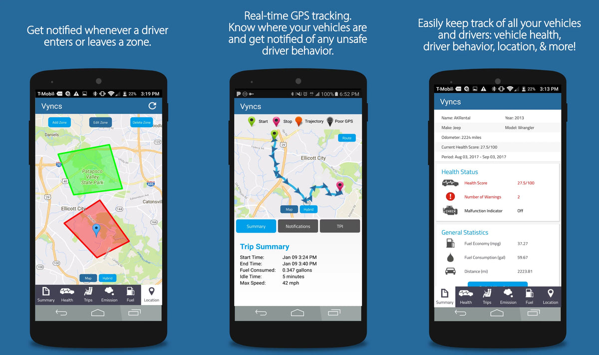Trips, Safety Time 1 Plan, Fee, Free LTE Year Fuel Emission Fleet Driver Monthly Vehicle OBD, Vyncs GPS No Real Diagnostics, Report Tracking, Alerts, Data SIM, Tracker Report, Car/Truck Fleet: 4G