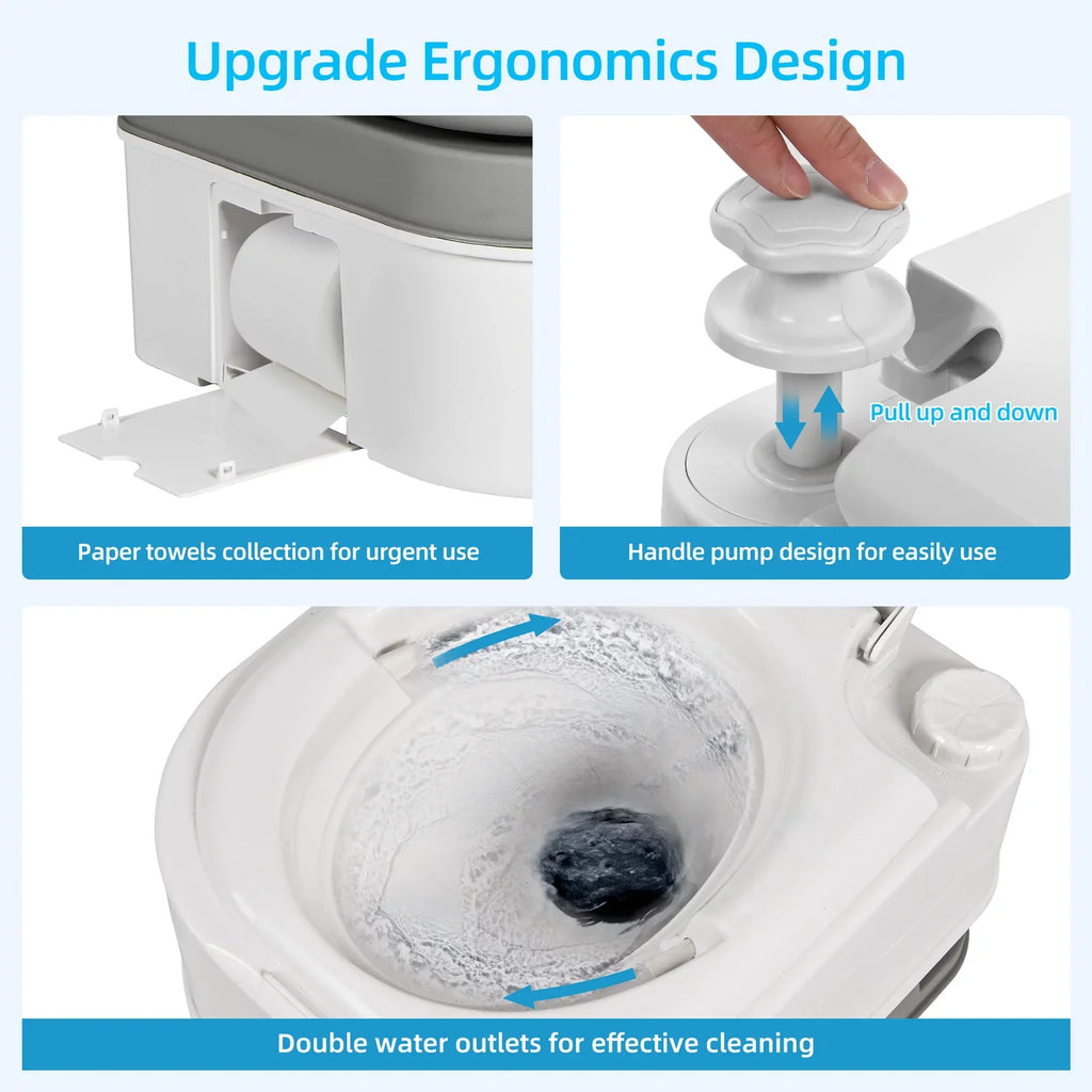 DWVO with Camping Spout Rotating RV 6.34 Portable Toilet Outdoor Level Potty RV Gallon Toilet, Porta Indicator, ,