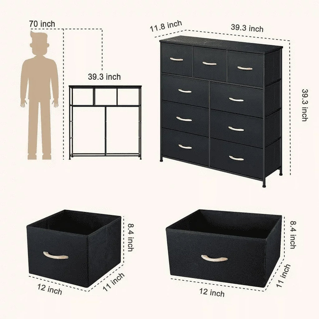 of for Stand, Organizer Drawers Units, Storage Drawers, Bigroof for Chests Clothes, Dresser Wooden with & with Tower TV Black 9 Closet, Wide Fabric Top, Dresser Fabric Bins Bedroom Dresser