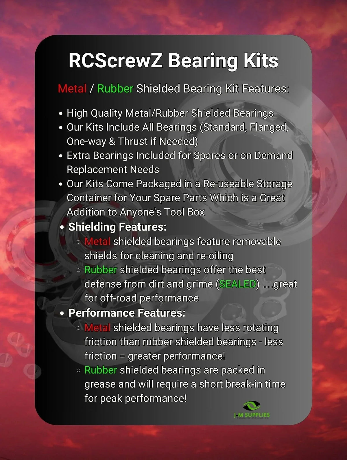 Kit Metal - Durango for Team Car Set RCScrewZ Complete DESC410R/V2 Shielded durg004b RC Bearing