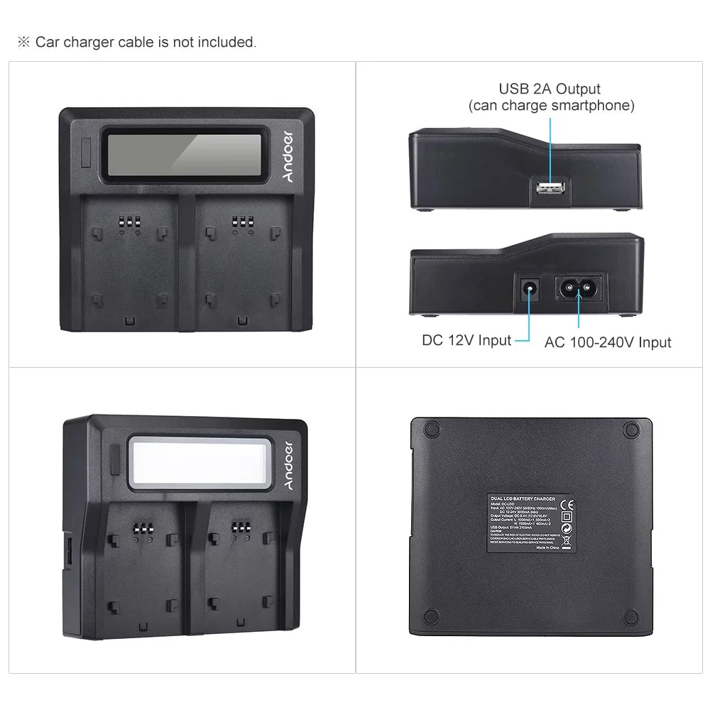 LCD Channel A7SIII for Dual Sony Suzicca Replacement Battery A7III A9 A7RIII NP-FZ100