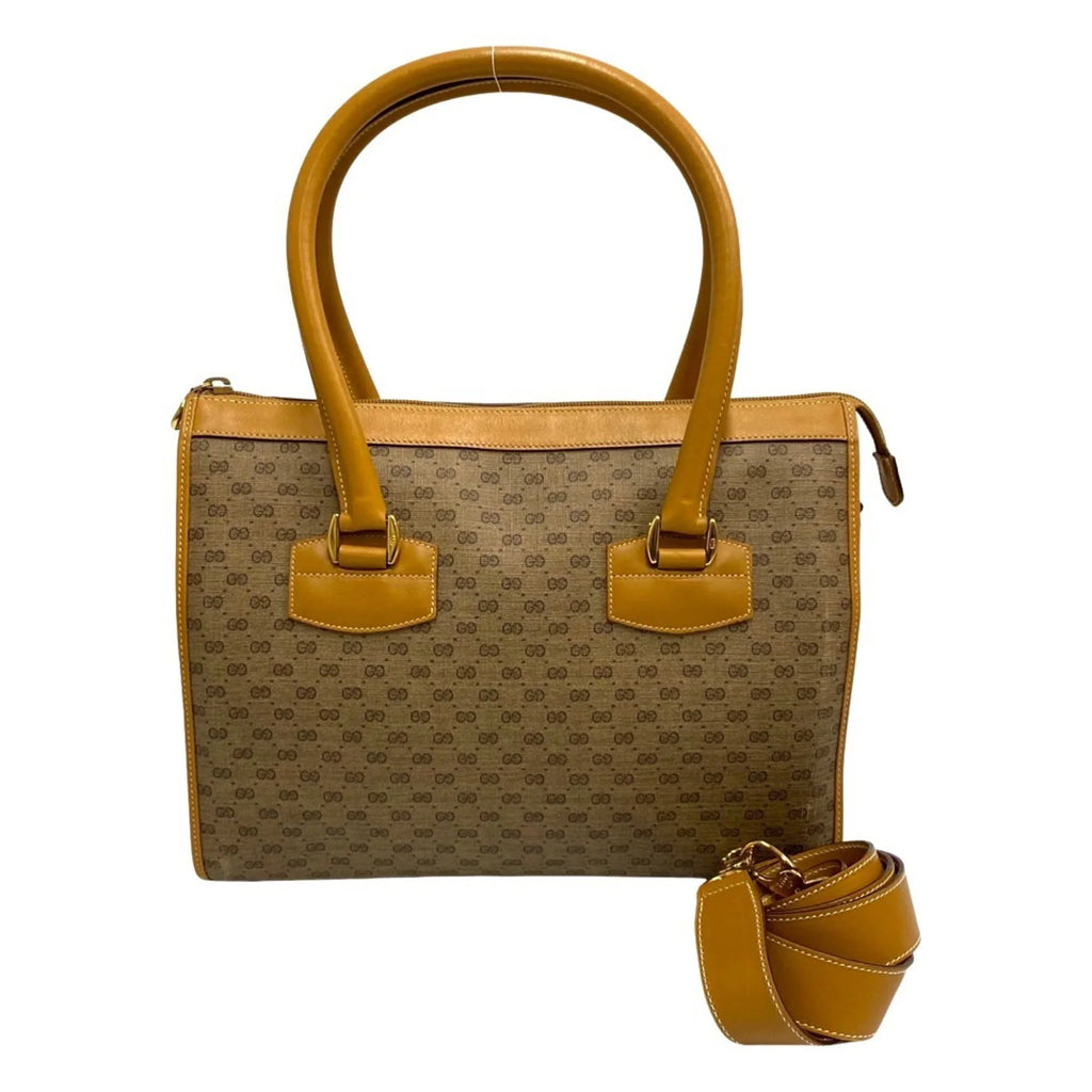 Shoulder Gucci Bag 2way Genuine (Good) Brown GG Leather Pre-Owned Vintage GUCCI Old Handbag Micro