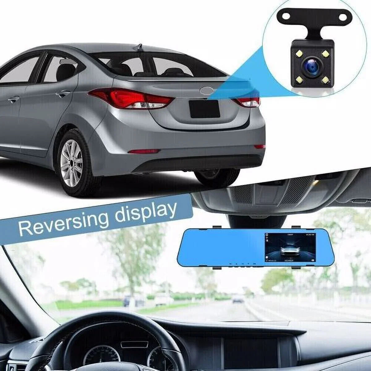 Car Rear Dual 1080P Rearview Video Front Dash Mirror HD Camera DVR Teledu Cam Recorder