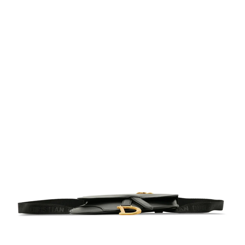 Black Pre-Owned Belt Authenticated Saddle Bag Dior Calf Unisex (Good) Leather