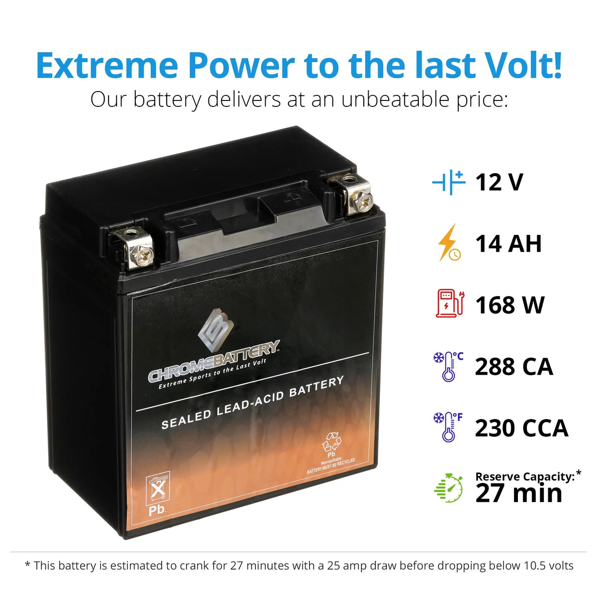 for 230 Boulevard Suzuki YTX16-BS Marauder Ah, 1600cc Battery CCA) Motorcycle M95 12 (16-BS Battery 2005 Volt,14 Chrome