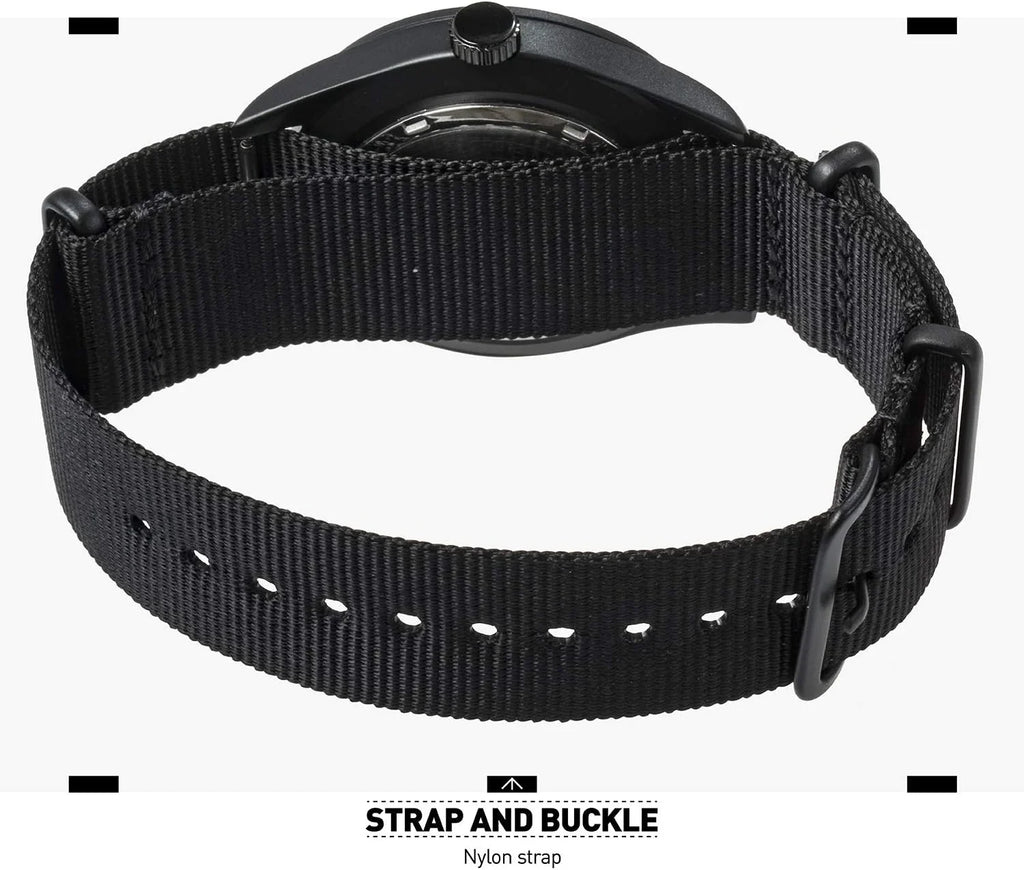 Nylon Hour Day with Wrist Watches Analog, for Military Men Field Black Sport Watch, Tactical 12/24 Work Waterproof Wristwatch, Date Outdoor Army Band Men's