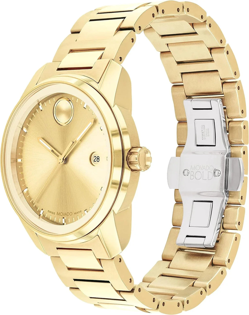 3600861 Men's Quartz Watch Gold Verso Dial Movado Bold