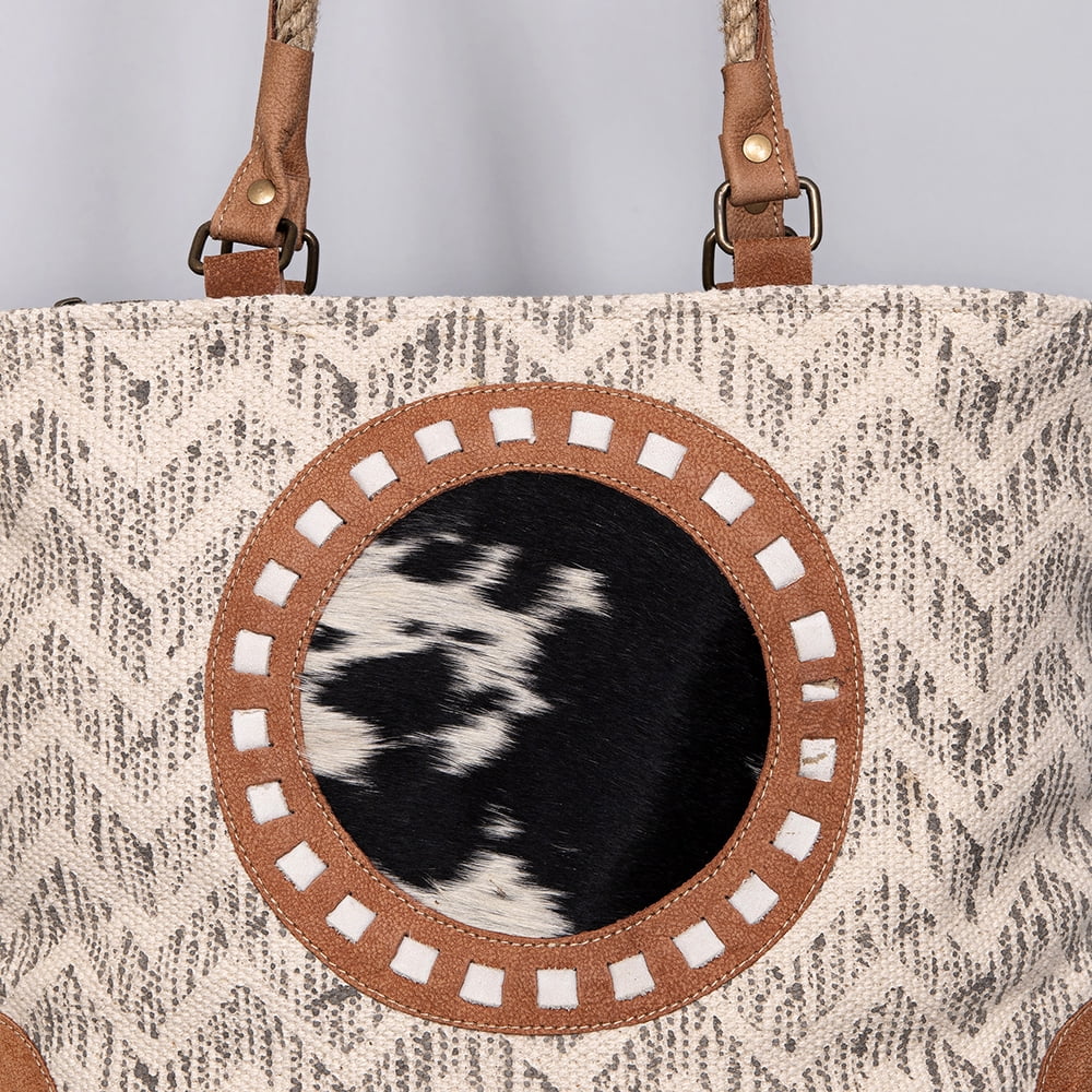 KB487 OHLAY western Upcycled TOTE Leather bag handbag Upcycled Canvas purse women KB Wool Hair-on Genuine