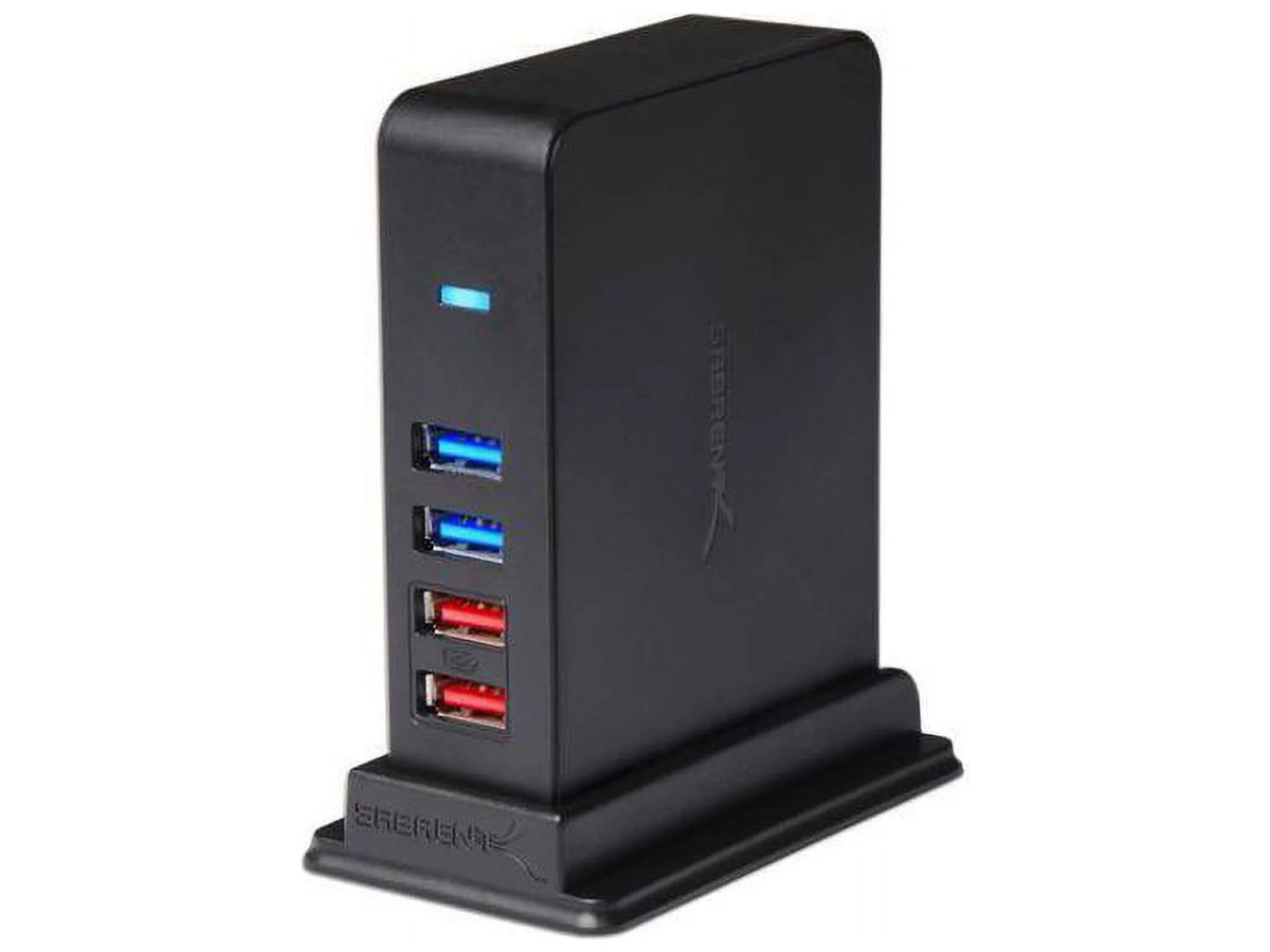 Ports + 3.0 Adapter 12V/4A [Black] Port SABRENT 2 Power (HB-U930) Charging USB 7 with HUB