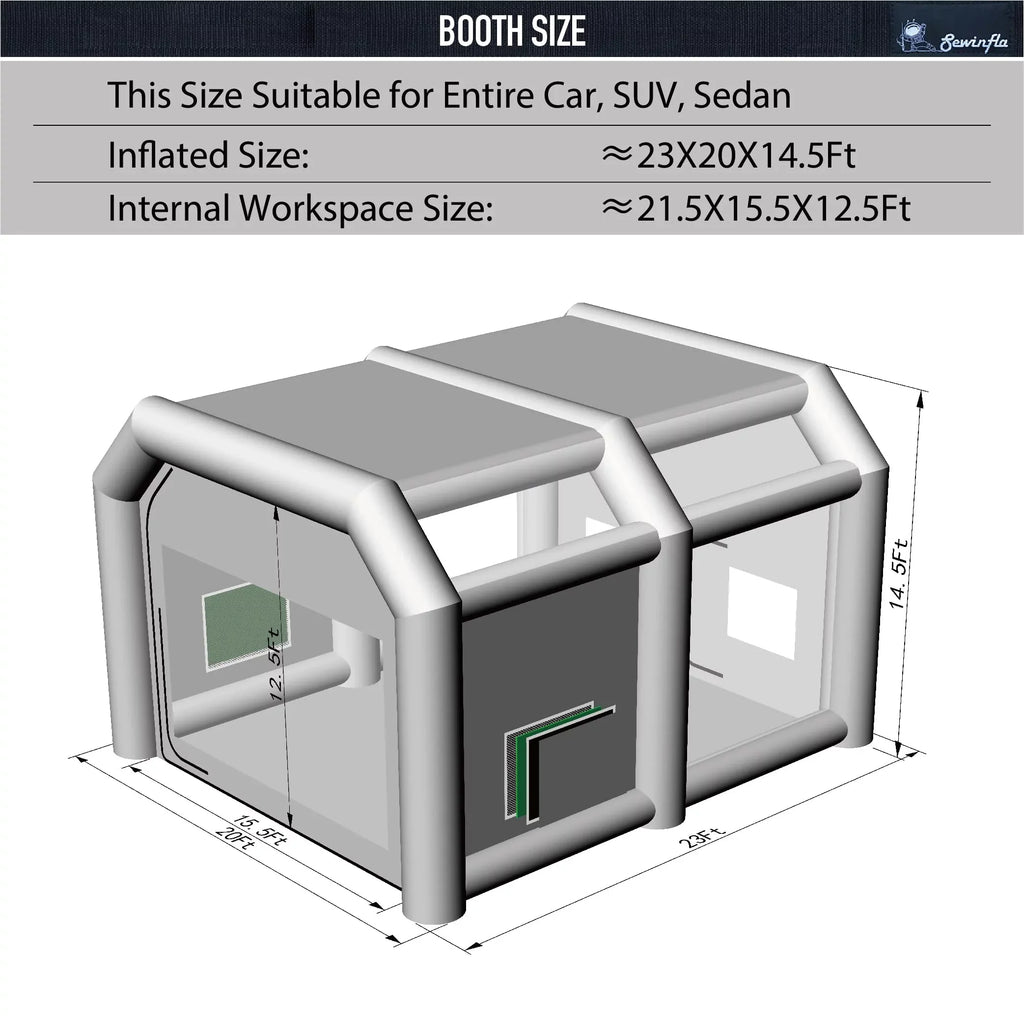 Booth Car Painting Spray 23x20x14.5Ft Paint Booth with Professional Inflatable Inflatable Blowers Sewinfla Booth Portable