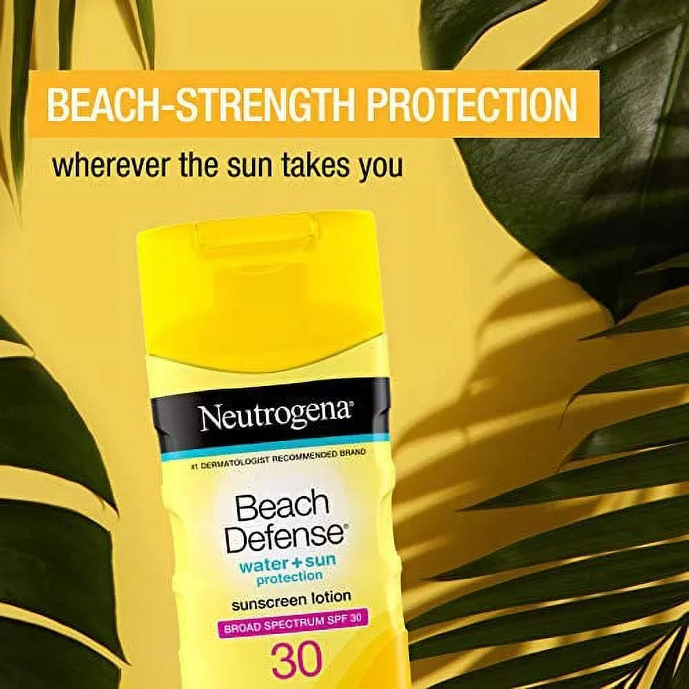 Fast-Absorbing, oz 6.7 Water Resistant Body Neutrogena Spectrum SPF 30, Oil-Free with Beach and Defense Broad Sunscreen Lotion
